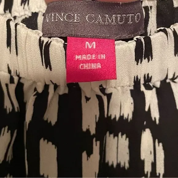Vince Camuto Black and White Patterned Tank Top Blouse; Sz M - Picture 3 of 3